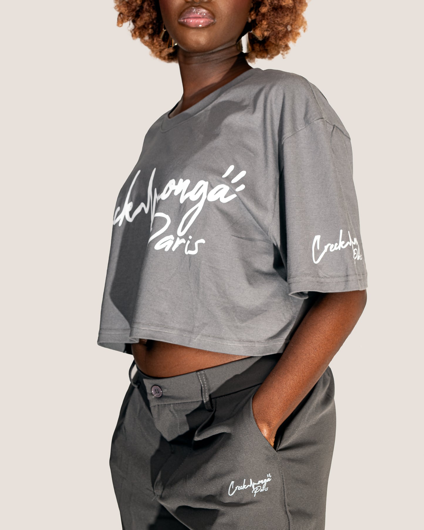 CROP TOP T-SHIRT EN COTON IMPRIMÉ CREKMONGA PARIS