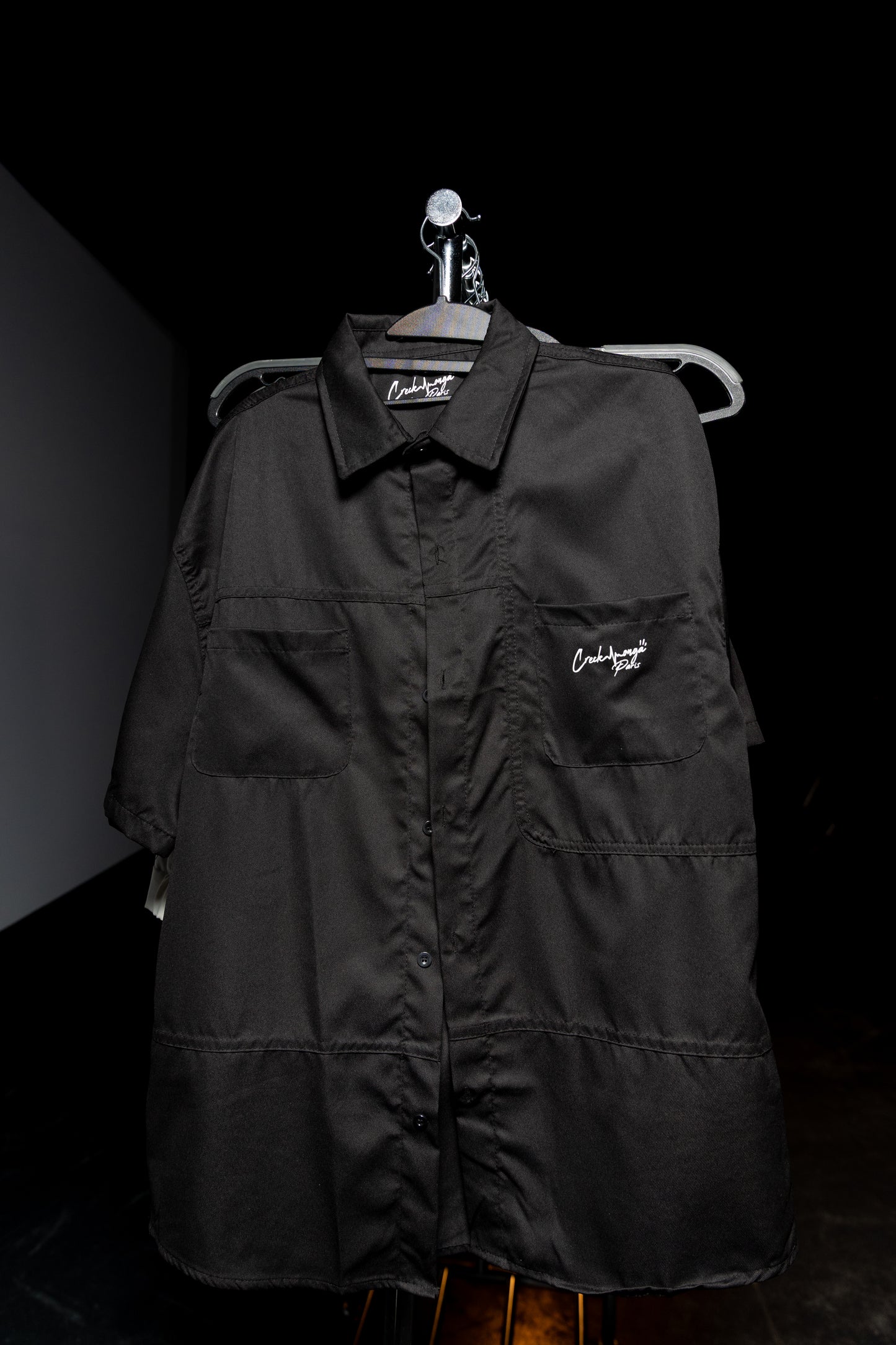 OVERSIZED HAUTE COUTURE SHIRT IN POLYESTER AND COTTON WITH CREKMONGA PARIS LOGO PRINT