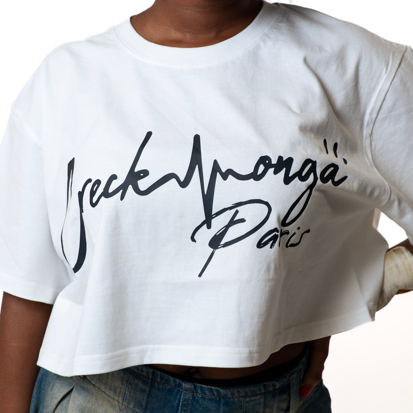 CROP TOP TSHIRT EN COTON IMPRIMÉ CREKMONGA PARIS