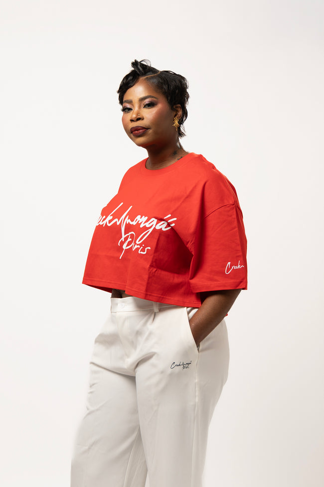 CROP TOP T-SHIRT EN COTON IMPRIMÉ CREKMONGA PARIS