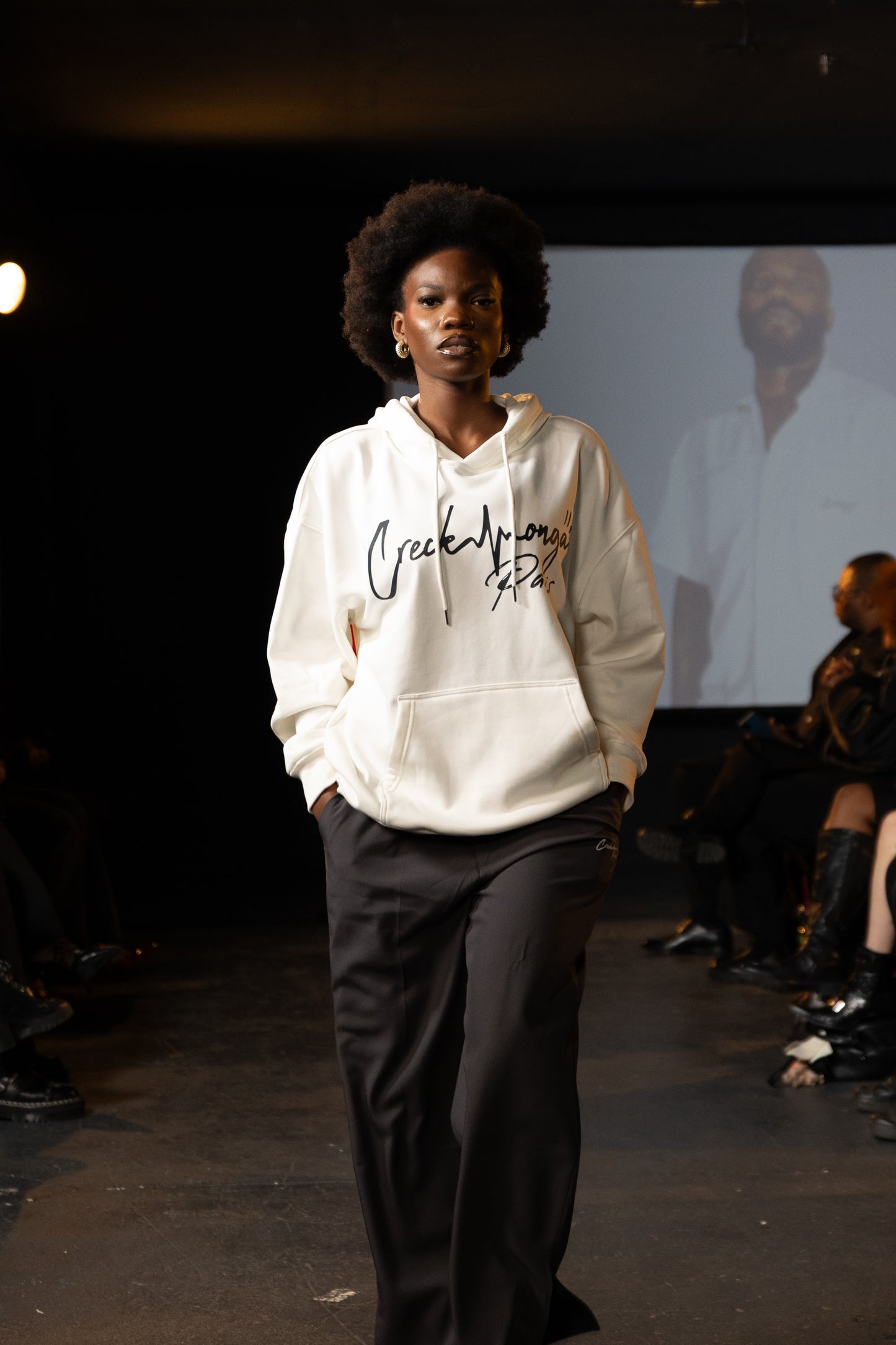 SWEAT-SHIRT À CAPUCHE OVERSIZE EN POLYESTER IMPRIMÉ CREKMONGA PARIS