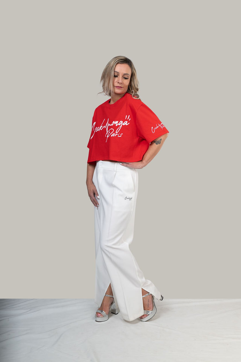 CROP TOP T-SHIRT IN COTONE STAMPATO CREKMONGA PARIS