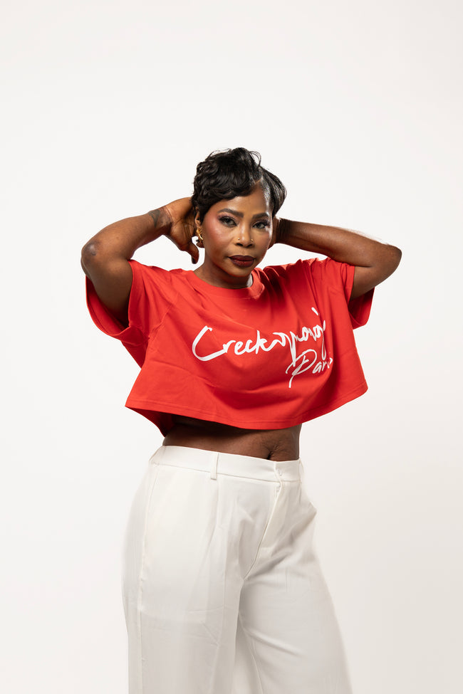 CROP TOP T-SHIRT EN COTON IMPRIMÉ CREKMONGA PARIS