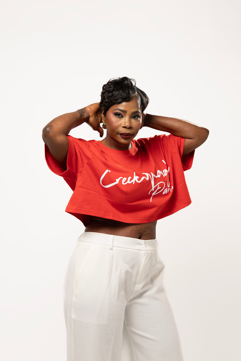 CROP TOP T-SHIRT IN COTONE STAMPATO CREKMONGA PARIS