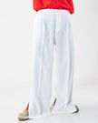 PANTALON HAUTE COUTURE EN POLYESTER IMPRIMÉ LOGO CREKMONGA PARIS, DEUX FENTES