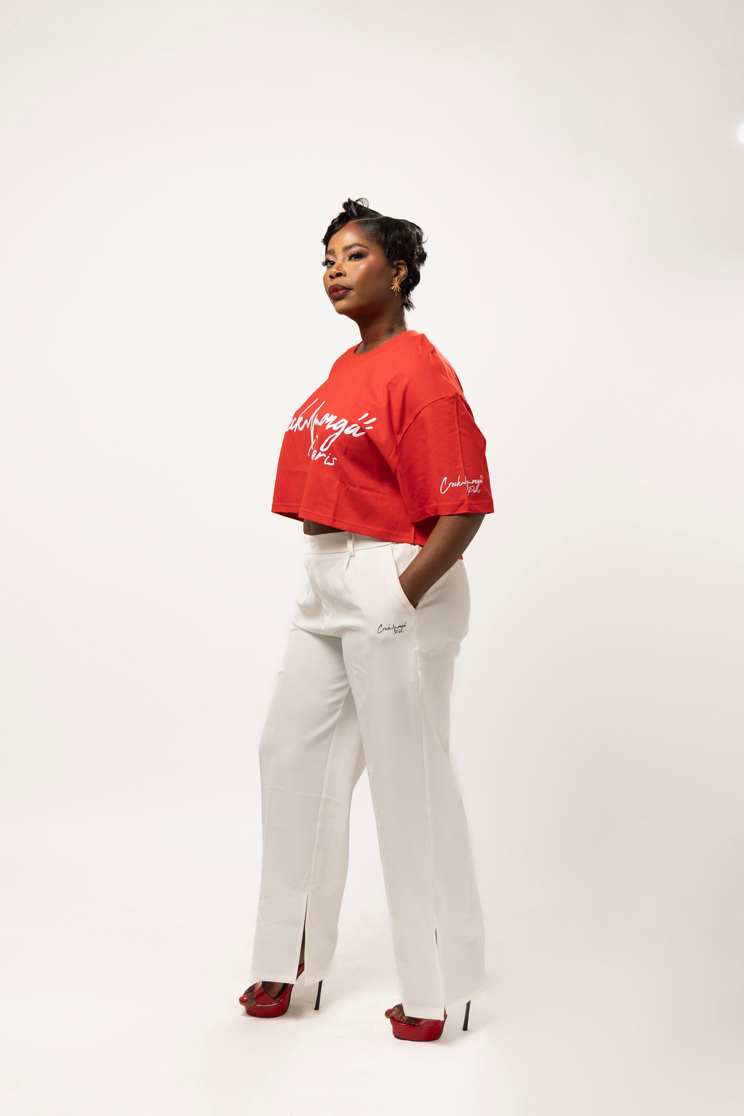 CROP TOP T-SHIRT IN COTONE STAMPATO CREKMONGA PARIS
