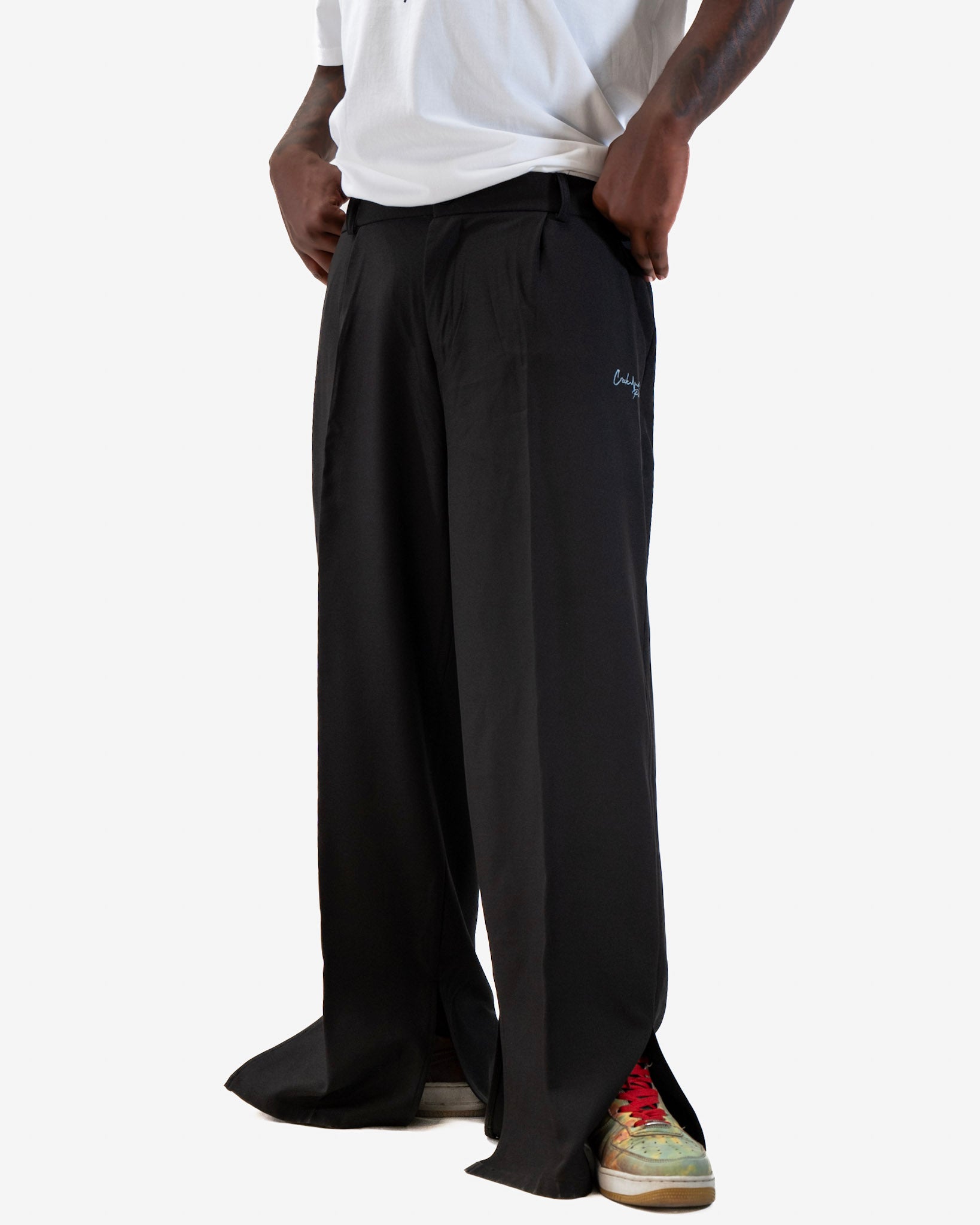 PANTALONI HAUTE COUTURE IN POLIESTERE STAMPATO LOGO CREKMONGA PARIS