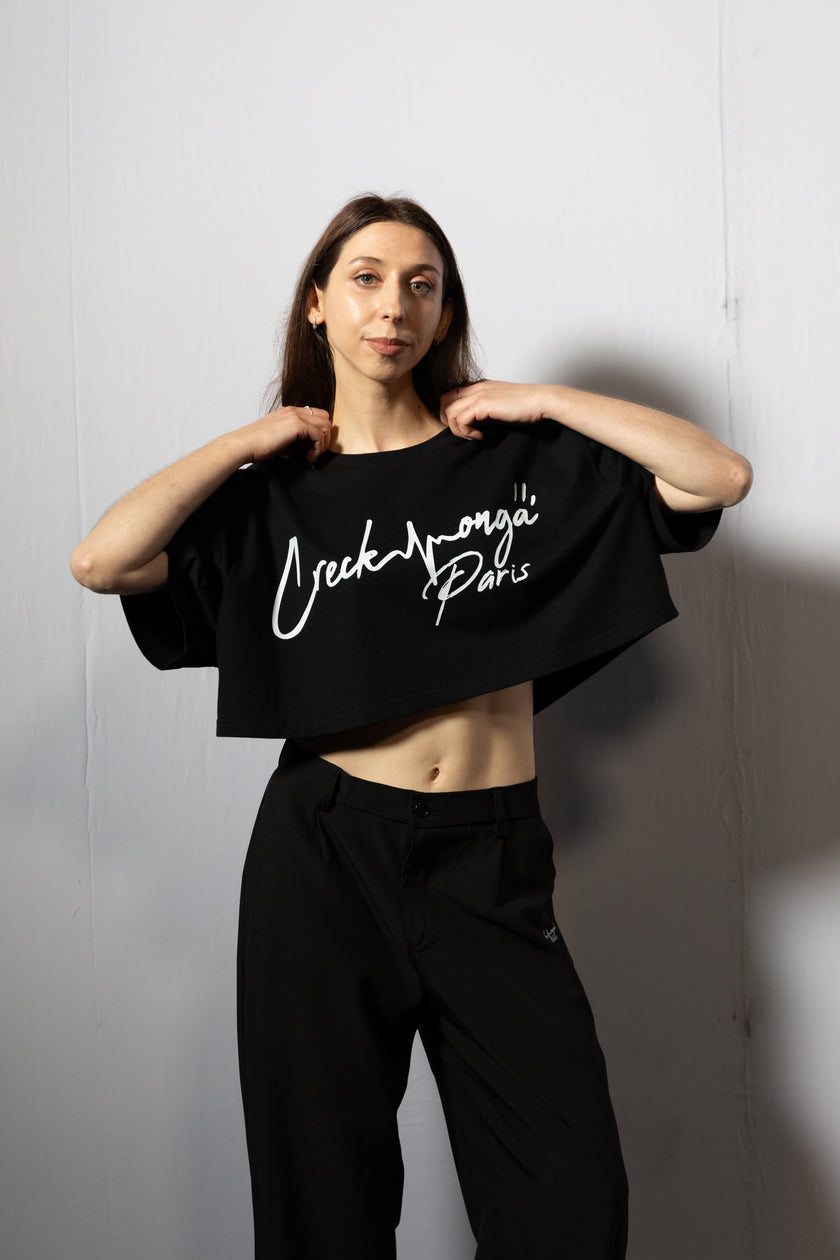 CROP TOP T-SHIRT IN COTONE STAMPATO CREKMONGA PARIS