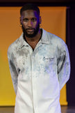 CHEMISE HAUTE COUTURE À MANCHES LONGUES, COUPE OVERSIZE, AVEC DEUX FENTES, EN POLYESTER ET COTON IMPRIMÉ – CREKMONGA PARIS – COLLECTION LIMITÉE