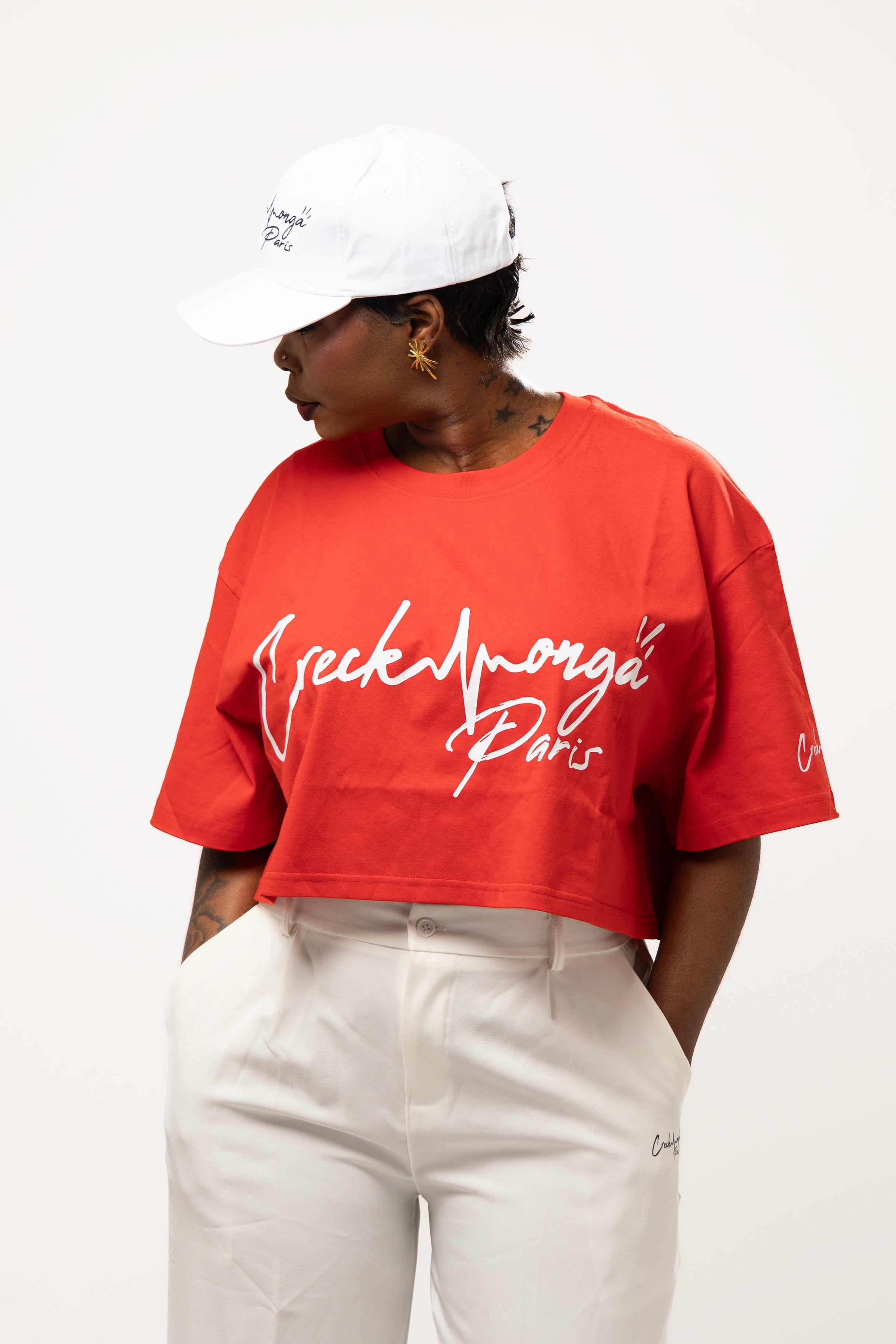 CROP TOP T-SHIRT IN COTONE STAMPATO CREKMONGA PARIS