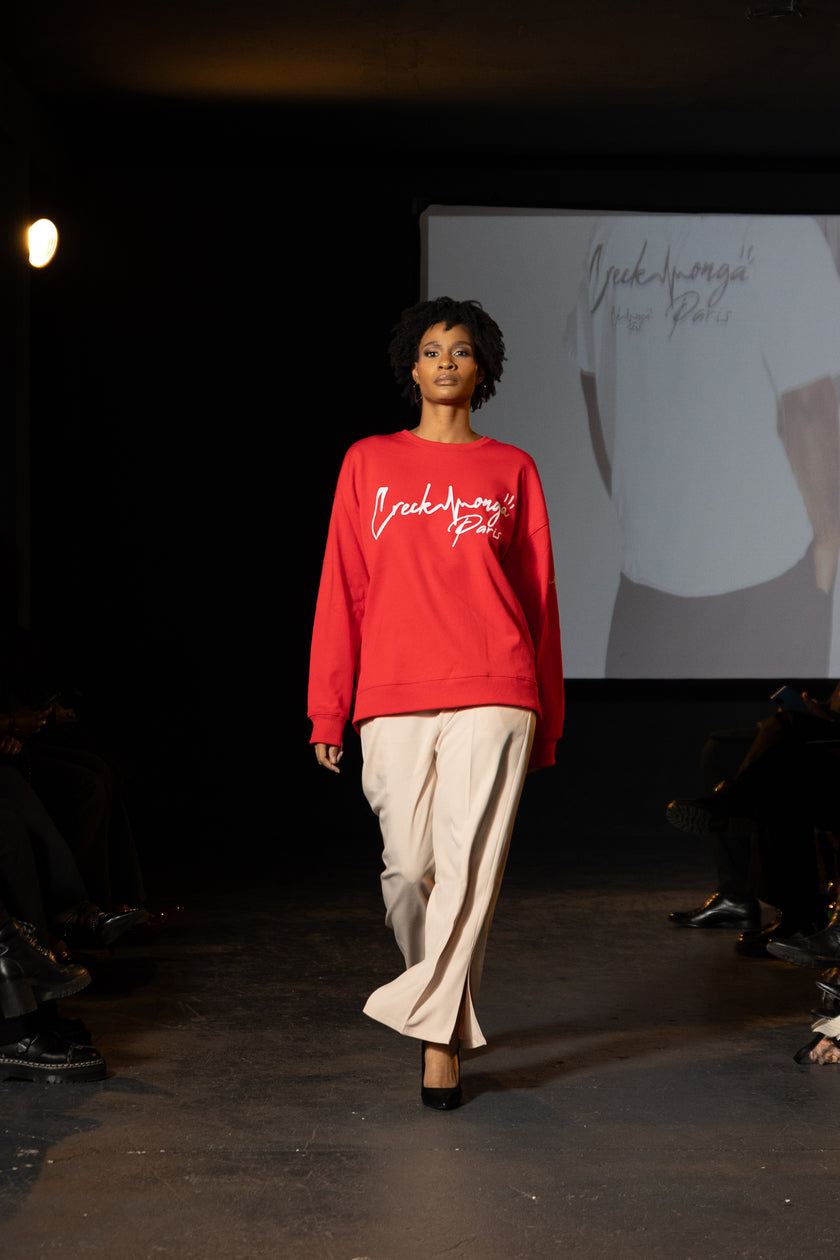 PULL OVERSIZE EN POLYESTER, IMPRIMÉ CREKMONGA PARIS