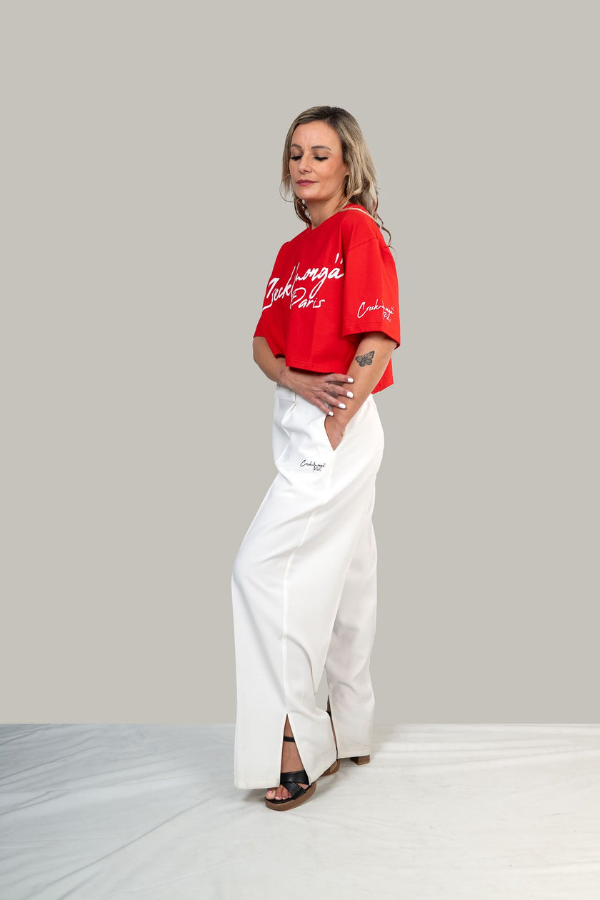 CROP TOP T-SHIRT IN COTONE STAMPATO CREKMONGA PARIS