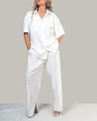 PANTALONI COUTURE IN POLIESTERE STAMPATO LOGO CREKMONGA PARIS