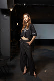 PANTALONI HAUTE COUTURE IN POLIESTERE STAMPATO LOGO CREKMONGA PARIS