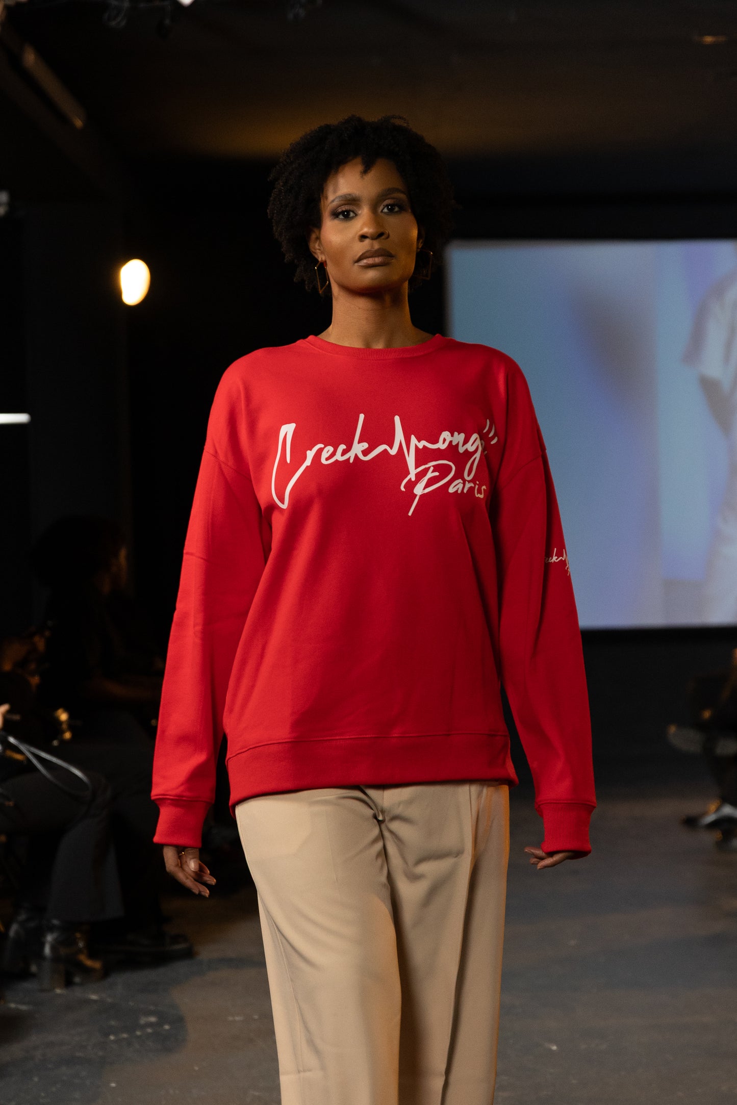 PULL OVERSIZE EN POLYESTER, IMPRIMÉ CREKMONGA PARIS