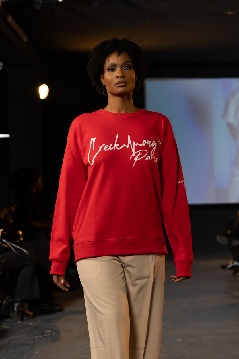 PULL OVERSIZE EN POLYESTER, IMPRIMÉ CREKMONGA PARIS