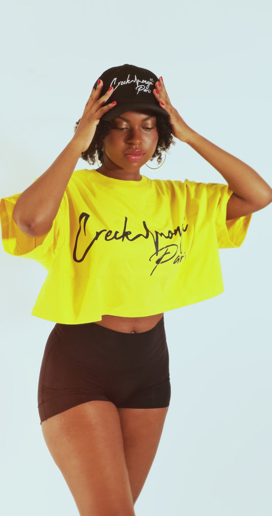 CROP TOP T-SHIRT EN COTON IMPRIMÉ CREKMONGA PARIS